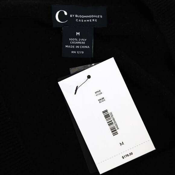 C by Bloomingdale's Women Black Cable Knit Cashmere V Neck Cardigan Size M - Picture 6 of 7